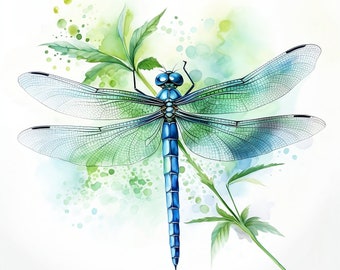 Dragonfly Watercolour Printable, Digital Download, Painting Print, Poster, Picture, Wall Art, Décor