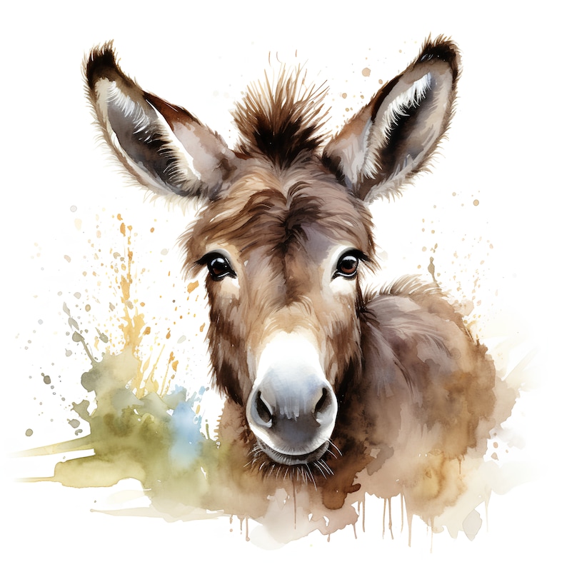 Donkey Adorable Printable Digital Download Clip Art Watercolour donkey-adorable-printable-digital-download-clip-art-watercolour
