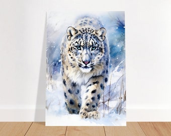 作家様 ユキヒョウ 豹 ヒョウ 絵画 水彩画 手描きイラスト 猫 原画