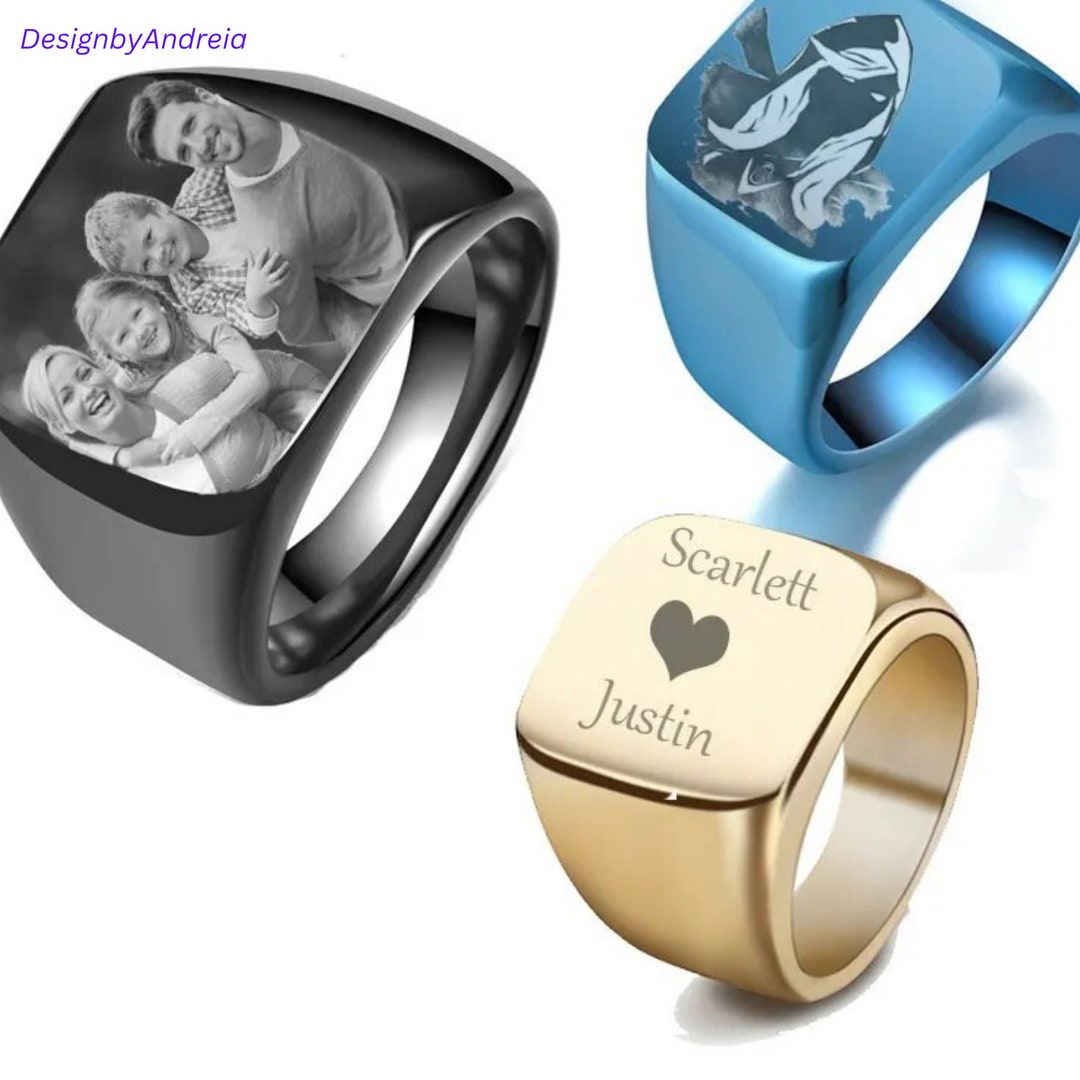 Custom Ring Customized Engrave Name/photo Ring Etsy