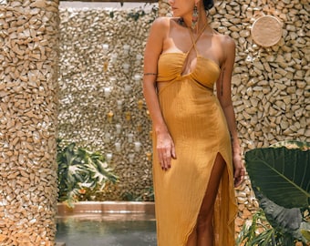 Boho Dress Tulum Colibri  Vestido diosa griega algodón organico  Boda  Pintado a mano  Vestido largo bohemio  Vestido playa