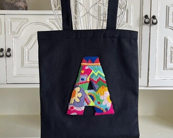 Personalized Letter Bag, Shoulder Bag, Punch Needle Bag