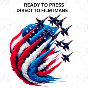 Fighter Jets American Flag,  Red White Blue, Ready to press, DTF Prints, Heat Transfers, Image Transfer, Direct To Film Transfer