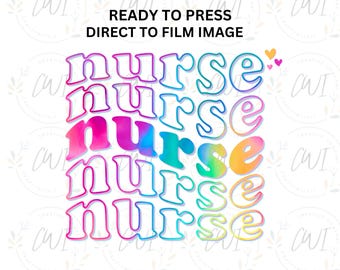 Nurse, RN DTF Transfer, Medical Love, Scrubs, Iron-On Design, Heath, Ready To Press Heat Transfer, Fun Gift for Nurses, Direct To Film