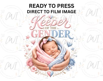 Transferencia para revelar el género del bebé, diseño para baby shower, impresión DTF, plancha de calor, camiseta, anuncio de embarazo, idea de regalo para futuros padres.