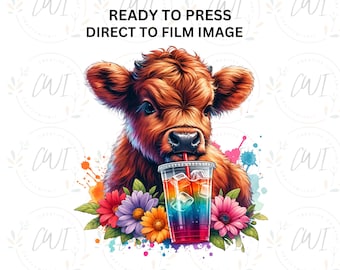 Highland Cow DTF, Loaded Tea Direct to Film, Print for Cow Lovers,  DTF Transfer, Heat Press Image