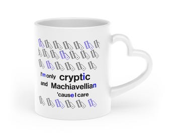 Taza con forma de corazón con temática de Mastermind de Tay Fan