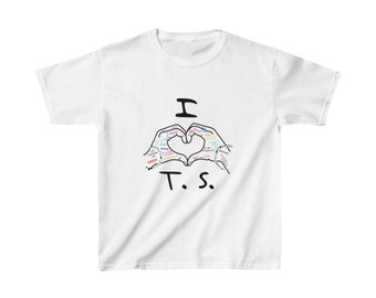 I heart TS hand hearts t shirt with personalised Lolas version on reverse kids heavy cotton tee