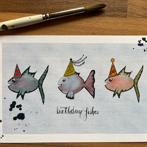 Postkarte „birthday fishes“ A6 | Geburtstagskarte