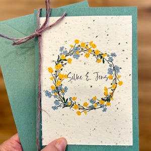Personalisierte Hochzeitskarte aus Samenpapier