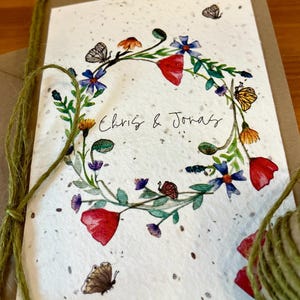 Personalisierte Hochzeitskarte aus Samenpapier