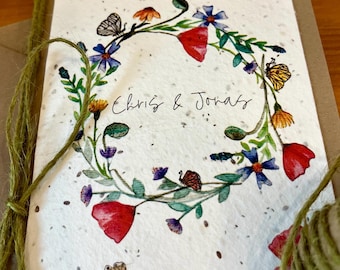 Personalisierte Hochzeitskarte aus Samenpapier