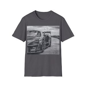 Black And White McLaren Senna T-Shirt, McLaren, Hypercar, Senna, Ayrton Senna, Supercar, Gift for Him, Supercar Tee, Black And White