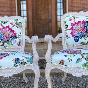 Pair of Farmhouse French/French Country Style Armchairs