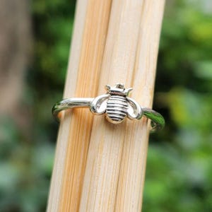 Honey Bee Ring- Gold Bee Ring - Minimalist Jewelry - Cute Dainty Ring - Two Tone Ring - Sterling Silver Ring - Tiny Gift for Her - Mom Gift