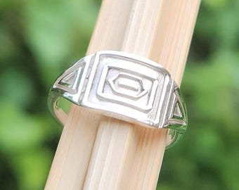 Sterling Silver Mens Signet Ring : Gold Tropical 925 Silver Rings, Unisex Summer Jewelry