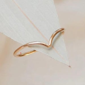 Dainty Sterling Silver Chevron Ring: Minimalist Stacking Band