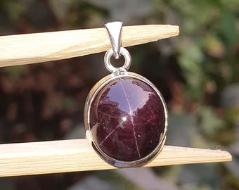 Star Garnet Sterling Silver Pendant, Oval Shape, Handmade Gemstone Jewellery, Star Garnet Jewelry, Birthday Gift for him, Mothers Gifts
