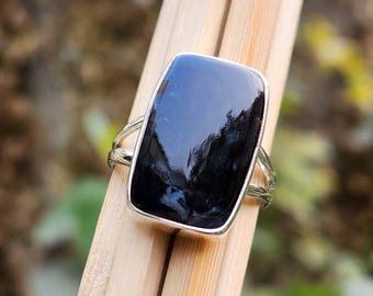 Rectangular Pietersite Ring for Men- Sterling Silver - Handmade Gemstone Ring, Women's Jewelry