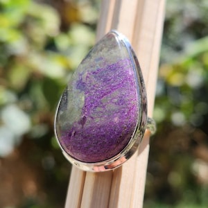 Stichtite Sterling Silver Ring for Her * Stichtite Jewelry * Pear Stone Ring * Large Stone * 925 Sterling Ring * Boho Gift * Gift for Her