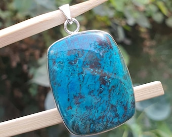 Azurite in Malachite Pendant for Necklace | Large Stone Pendant | 925 Silver Pendant | Azurite Pendant | Malachite Jewelry | Handmade Gift