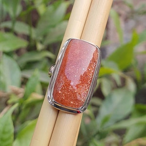 Rectangle Sunstone Ring for Men Women 925 Sterling Silver Handmade Jewelry Anniversary Gift for Her Sunstone Jewelry Unique Mothers Gift