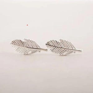Feather Stud Earrings for Men * Sterling Silver Feather Earrings * Minimalist Earring * Cute Stud Earrings * Delicate Studs * Gift for Him