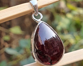 Water Drop Hessonite Garnet 925 Sterling Silver Fine Pendant Charms- Handmade Pendant Necklace- Large