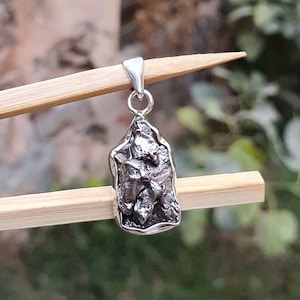 Meteorite Pendant Gift for Women -  Campo Del Cielo Meteorite - Handcrafted 925 Sterling Silver Jewelry