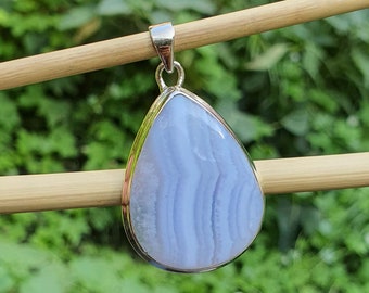 Blue Agate Pendant Sterling Silver * Agate Silver Pendant * Blue Lace Agate Jewelry * Handmade Gift* Summer Jewelry * Beach Necklace Jewelry