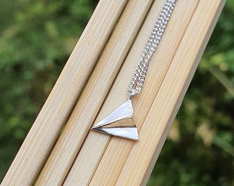 AirPlane Necklace Sterling Silver * Origami Plane * AirPlane Pendant * Origami Jewelry * Paper Plane * Stewardess Gift* Gift for Him Jewelry