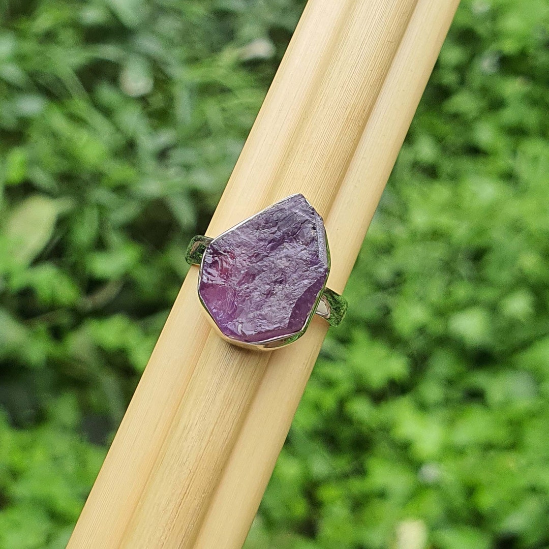 Purple Amethyst Rough Ring for Men * Mens Amethyst Ring * Sterling ...