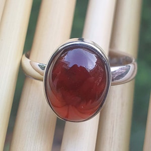 Hessonite Garnet Ring for Men * Simple Band Ring * 925 Sterling Silver * Natural Garnet Mens Ring * Hessonite Ring * Dainty Ring * Mom Gift