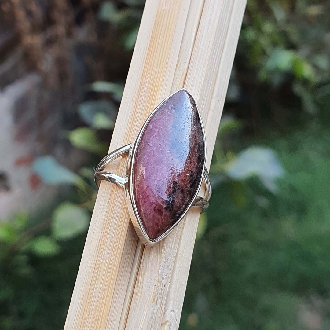 Pink Rhodonite Ring 925 Sterling Silver by Bijouxunisexes - Natural ...
