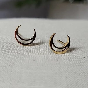 Crescent Moon Stud Earrings Half Moon Earrings Dainty Studs Minimalist Jewelry Gift for Her Jewelry Silver Studs Crescent Jewelry image 2