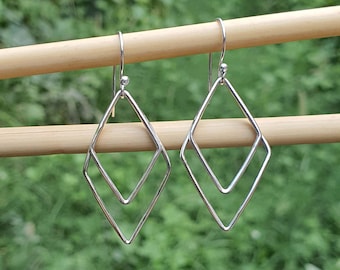 Rhombus Dangle Earrings * Minimalist Jewelry * Rhombus Jewelry * Wedding Gift * Gift for Mom * Handmade Gift Ideas * 925 Sterling Silver