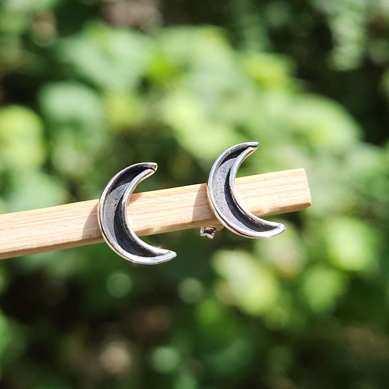 Crescent Moon Stud Earrings* Half Moon Earrings* Dainty Studs* Minimalist Jewelry* Gift for Her Jewelry* Silver Studs* Crescent Jewelry image 1