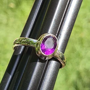 Simple Oval Purple Amethyst Ring in 925 Sterling Silver- February Birthstone, Minimalist, Handmade, Purple Amethyst Jewelry, Christmas Gifts