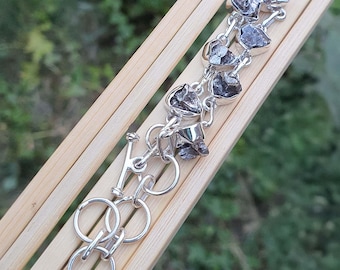 Meteorite Bracelet Men- 925 Sterling Silver Adjustable Bracelets- Campo Del Cielo- Unisex Jewelry- Rough stone-Argentinian Meteorite Jewelry