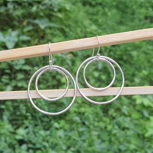 Double Circle Earrings for Women * Open Circle Jewelry * Sterling Silver * Minimalist Earring