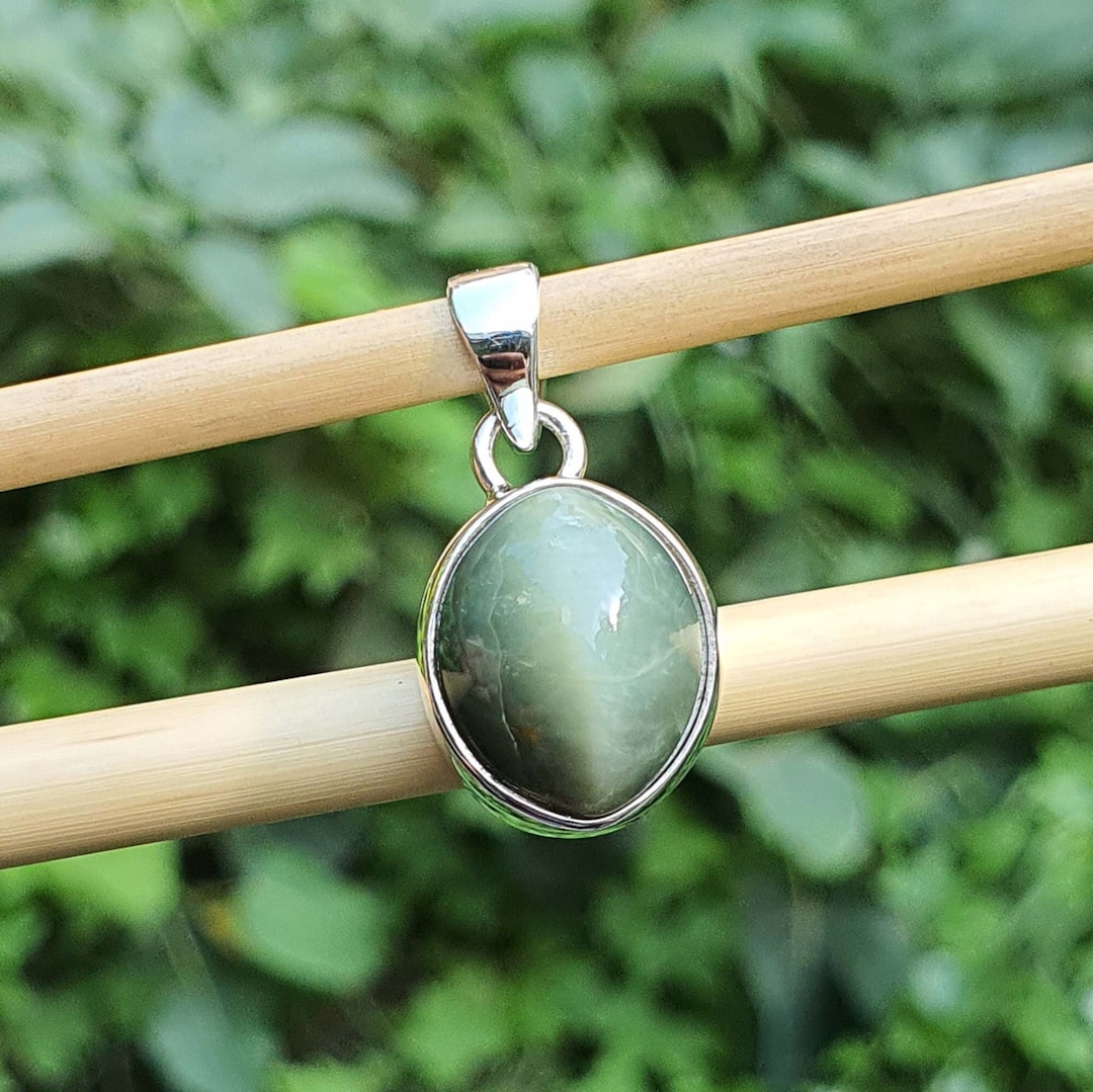 Green Cat's Eye Pendant for Men Chrysoberyl Pendant Etsy