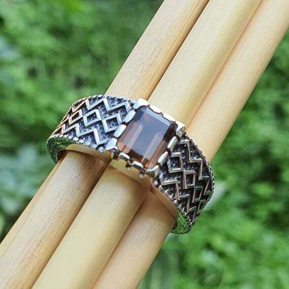 Sterling SilverZig Zag Wire Band Gemstone Ring Sterling SilverZig Zag Wire Band Gemstone Ring