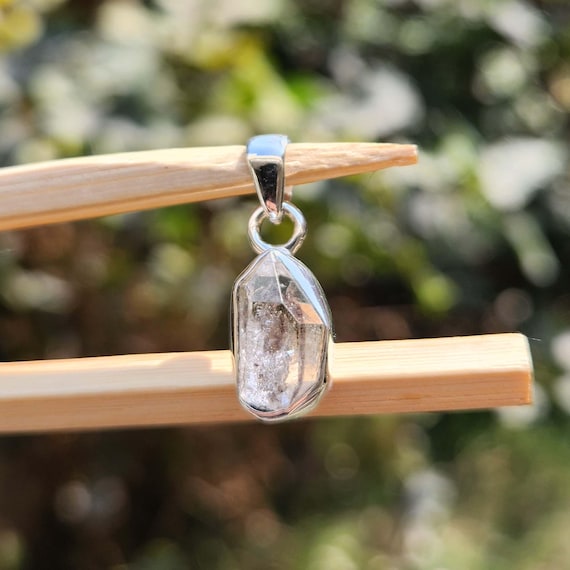 Raw Herkimer Pendants Sterling Silver- Diamond Crystal Jewelry- Handmade- Rough Gemstone
