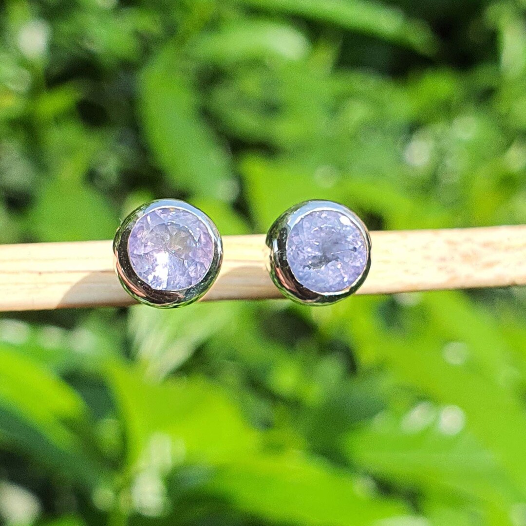 Natural Tanzanite Stud Earrings for Men 925 Sterling Silver Etsy
