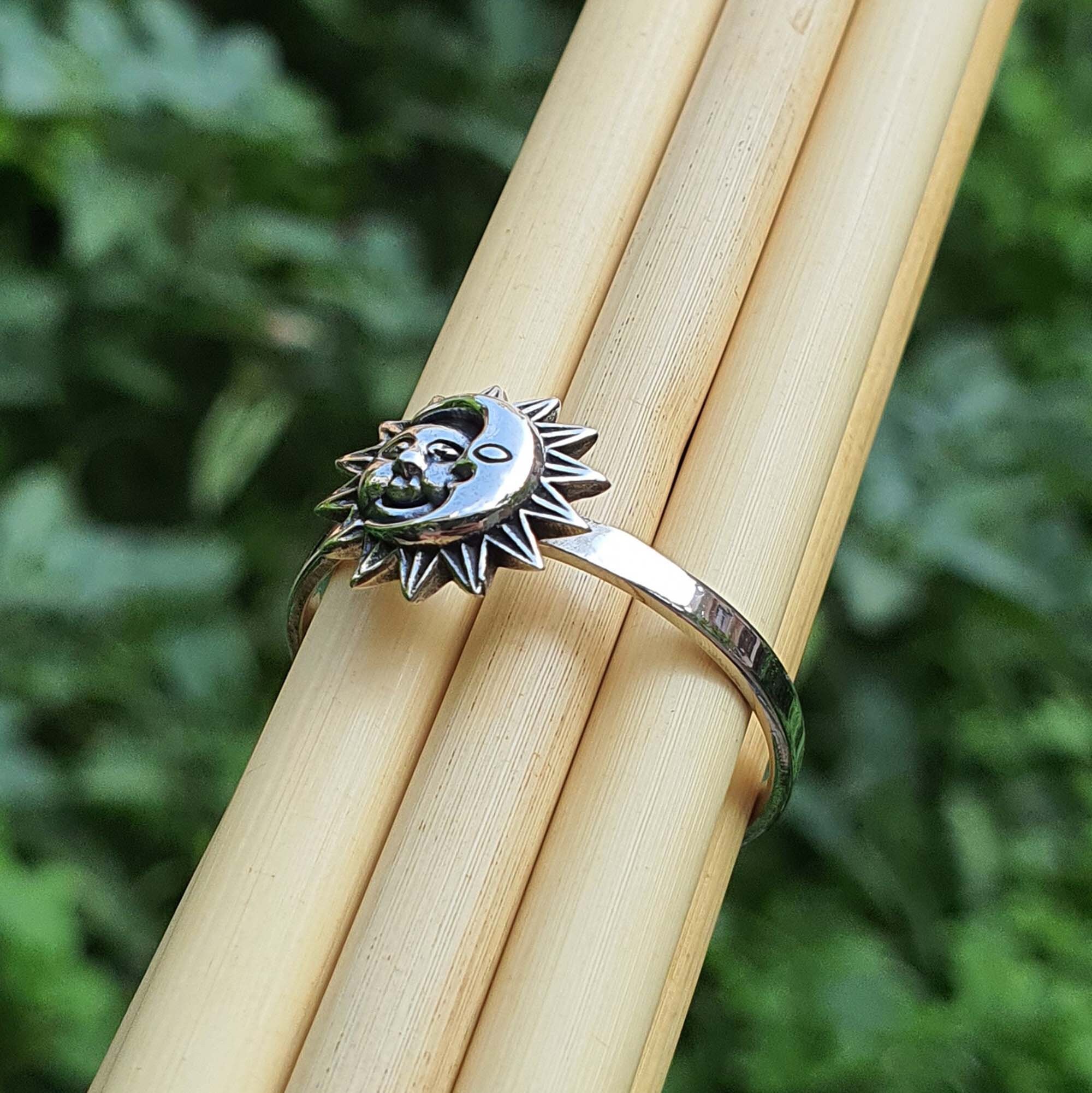 •SUN & MOON COIN• adjustable recycled silver ring