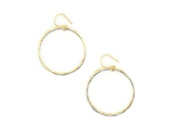 Sterling Silver Open Circle Dangle Earrings, Handmade
