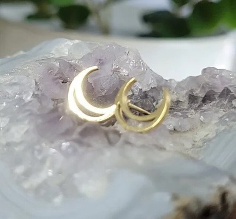 Crescent Moon Stud Earrings Half Moon Earrings Dainty Studs Minimalist Jewelry Gift for Her Jewelry Silver Studs Crescent Jewelry image 8