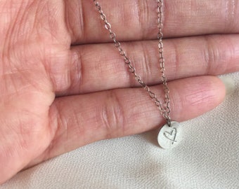 Dainty Heart Necklace for Men * Engraved Necklace * Sterling Silver * Heart Silver Necklace * Mom Gifts * Minimalist Jewelry * Gift for Her