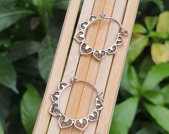 Mandala Earrings- 925 Silver Hoop Earrings- Handmade Jewelry- Filigree Earring- Mandala Jewelry - Vintage Jewelry - Boho Earrings - Mom Gift