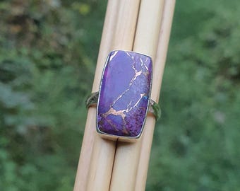 Mojave Purple Turquoise Ring 925 Sterling Silver- Handmade Copper Turquoise Jewelry
